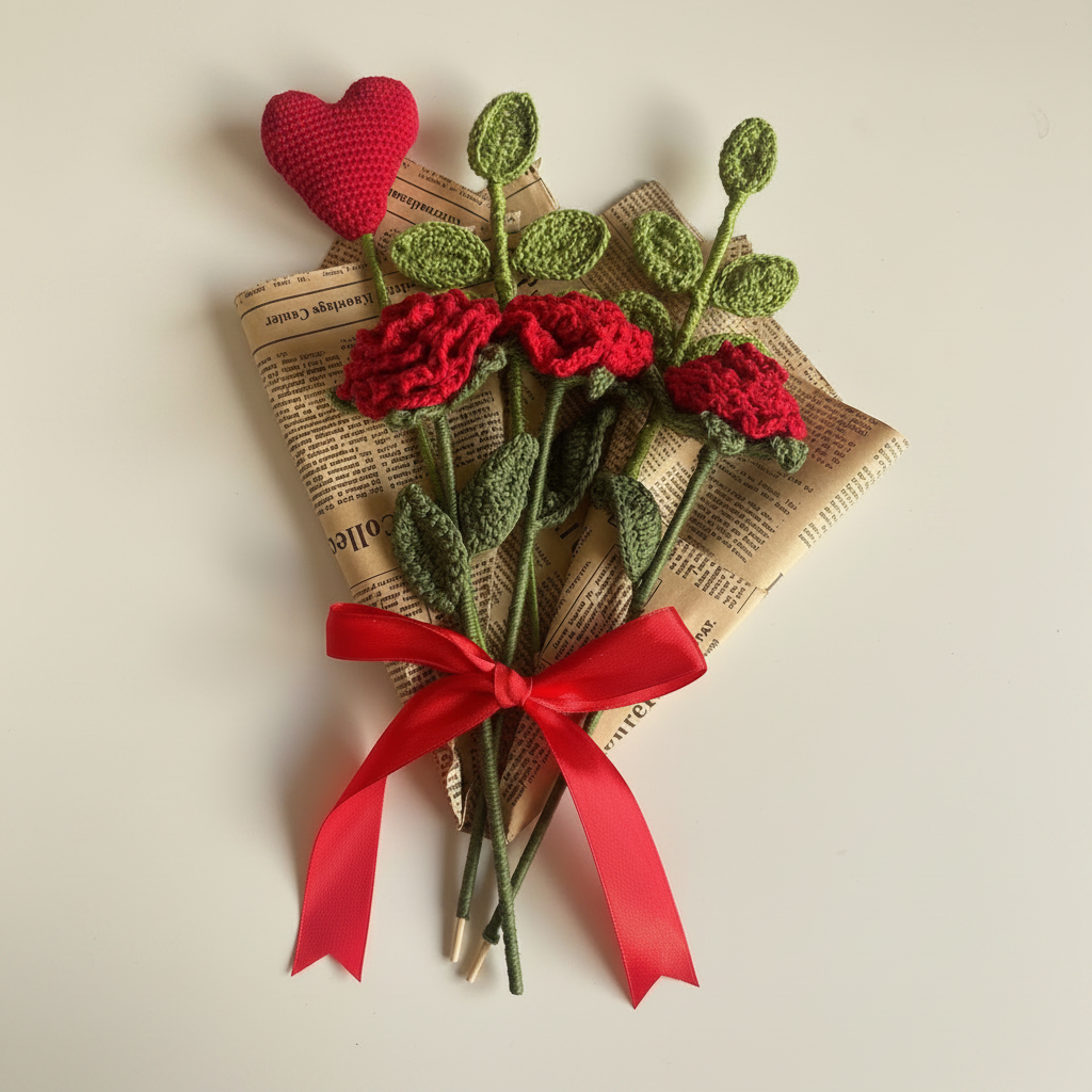 Crochet Carnation Bouquet — Professional Studio Shot