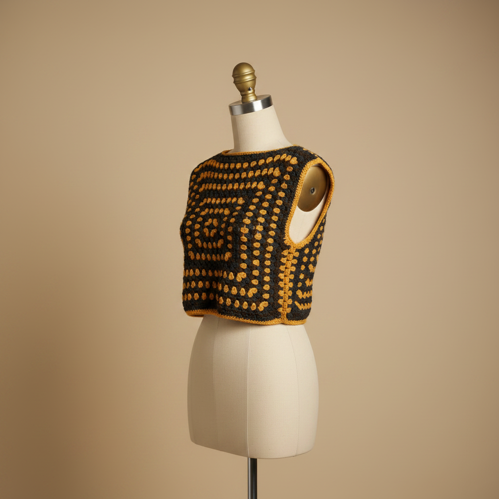 Crochet Crop Top - Maniquí Beige 1:1