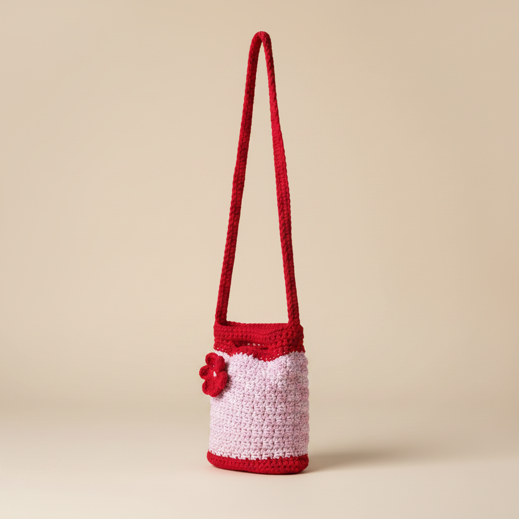 Crochet Crossbody Bag — Left 3/4 View