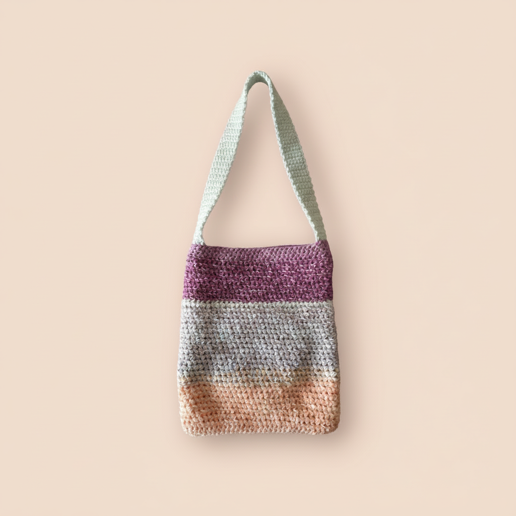 Crochet Crossbody Bag – Professional Beige Background