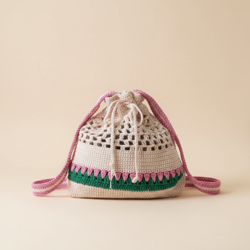 Crochet Drawstring Bag – Product Photo