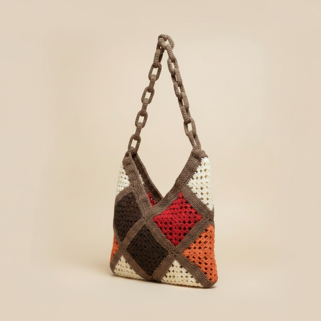 Crochet Granny Square Bag Turned Left