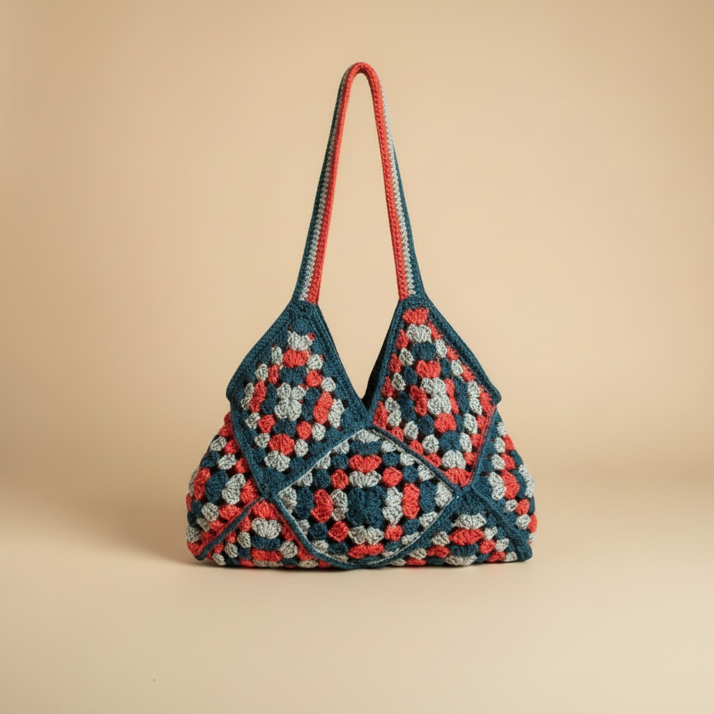 Crochet Granny Square Purse – Professional Photoshoot