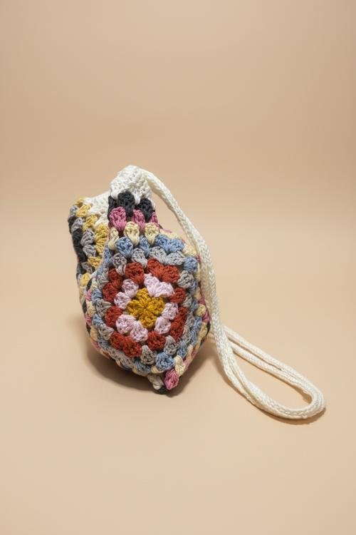 Crochet Granny Square Tote – 3/4 Professional Shot
