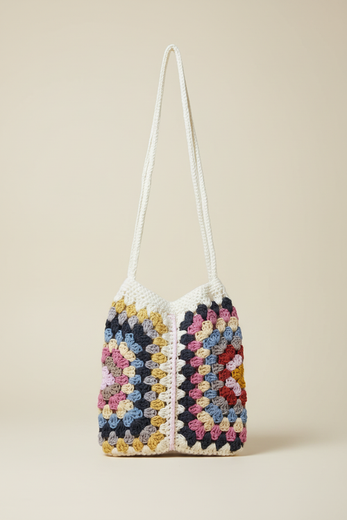 Crochet Granny Square Tote Bag - Professional Photoshoot