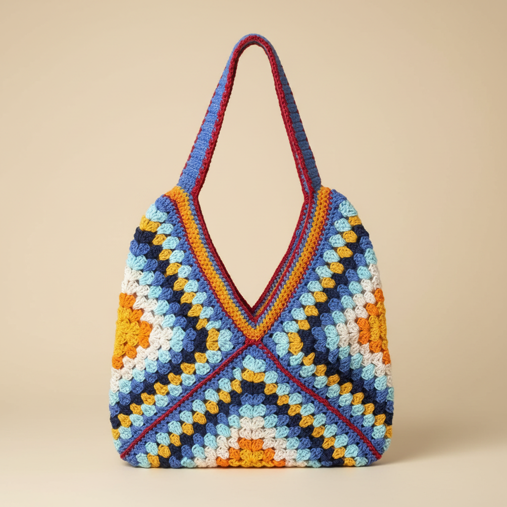 Crochet Granny Square Tote Bag