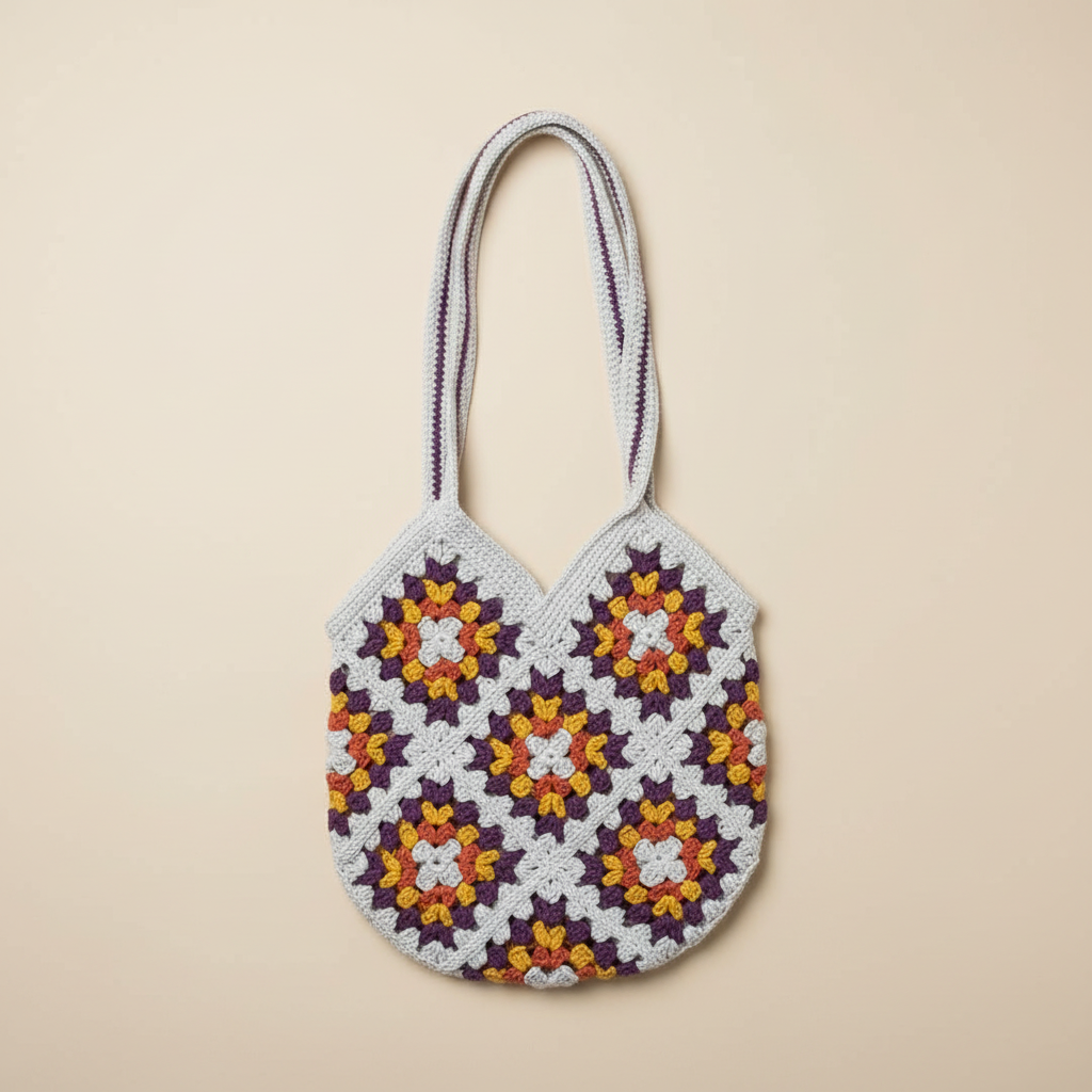 Crochet Granny Square Tote Bag