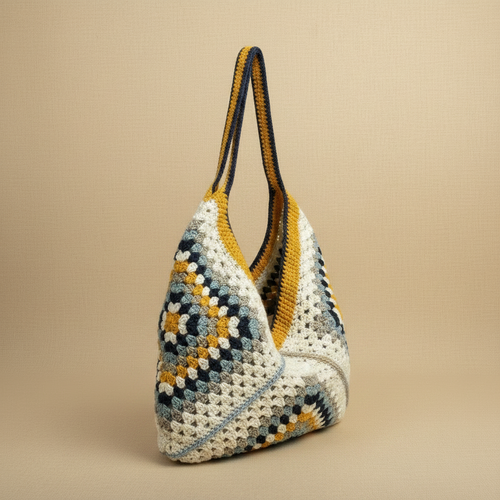 Crochet Hobo Bag Left 3/4 Turn