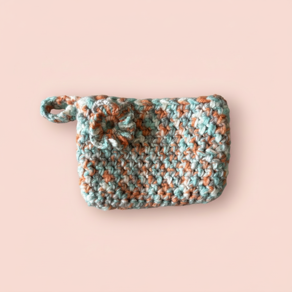 Crochet Pouch Beige Background