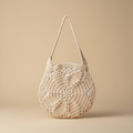 Crochet Round Bag Light Beige – Beige Background