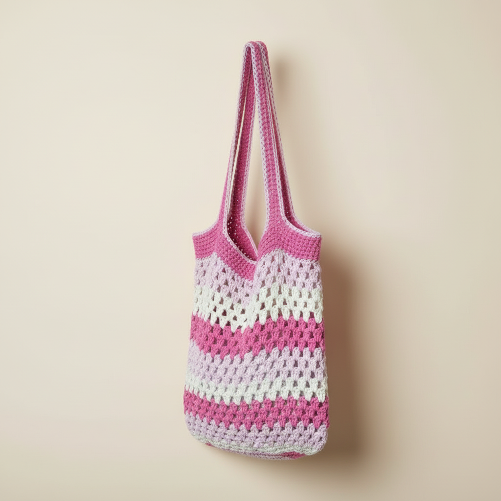 Crochet Tote Bag – 3/4 Angle Photoshoot