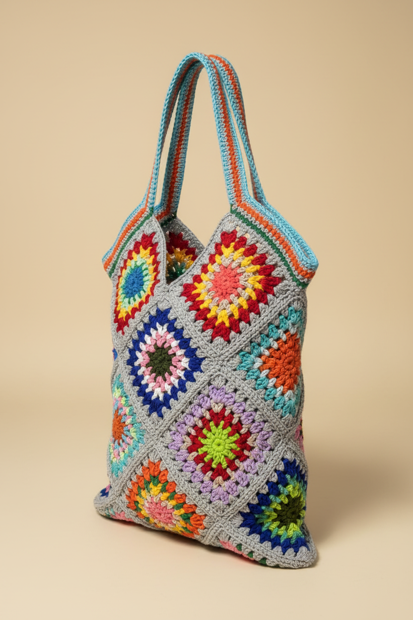 Crochet Tote Bag – 3/4 View