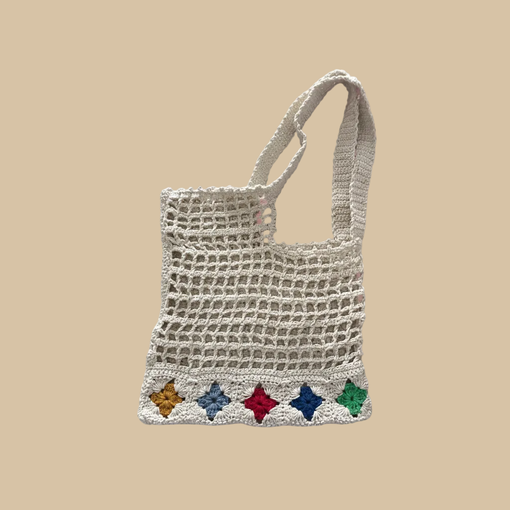 Crochet tote bag clean product shot