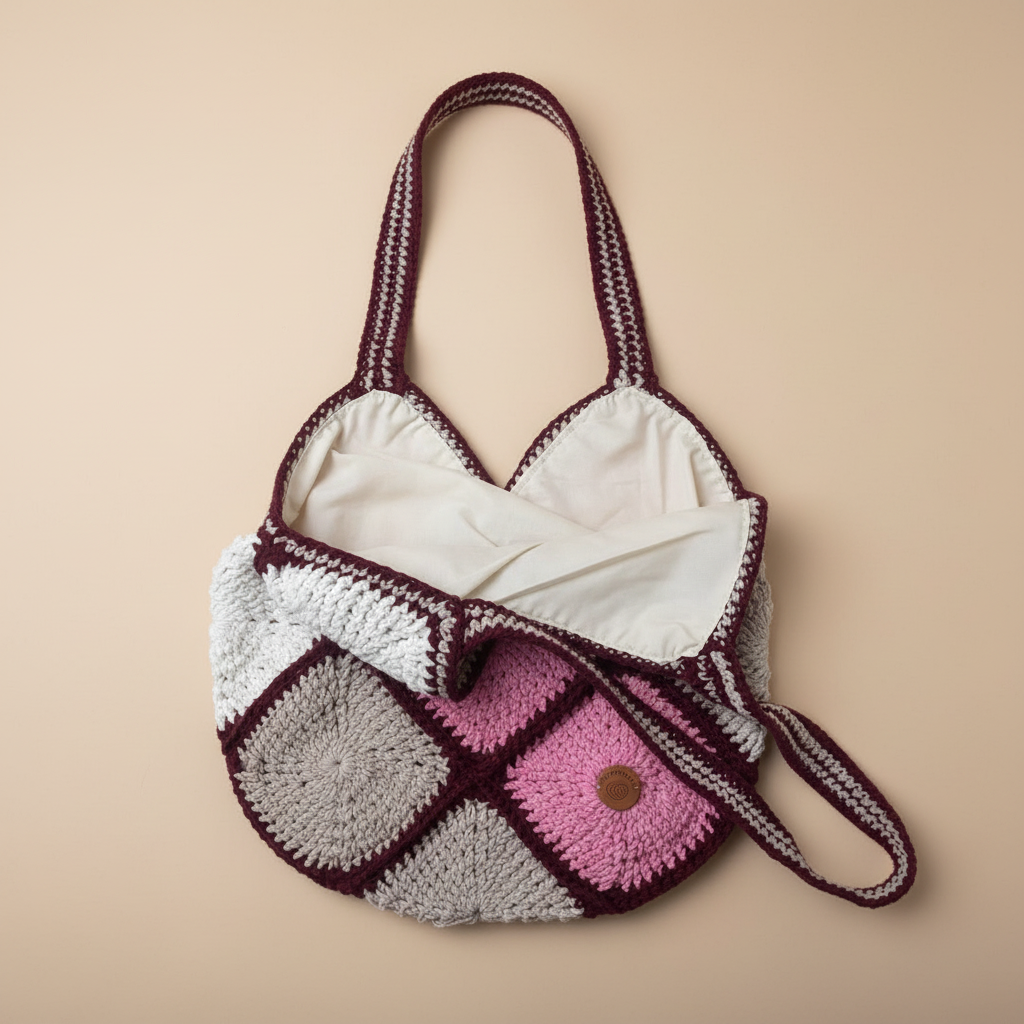 Crochet Tote Bag – Open Flat Studio Shot