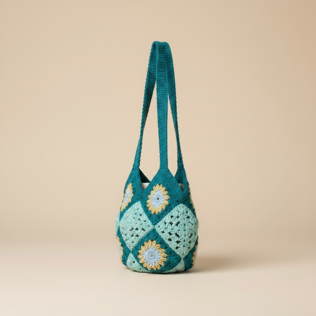 Crochet Tote Bag – Vista Izquierda