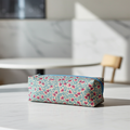 Estuche floral azul – neceser/portalápices con cremallera