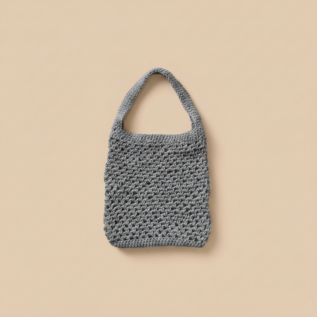 Gray Crochet Tote – Studio Shot