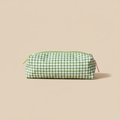 Green vichy pencil case - front view beige background