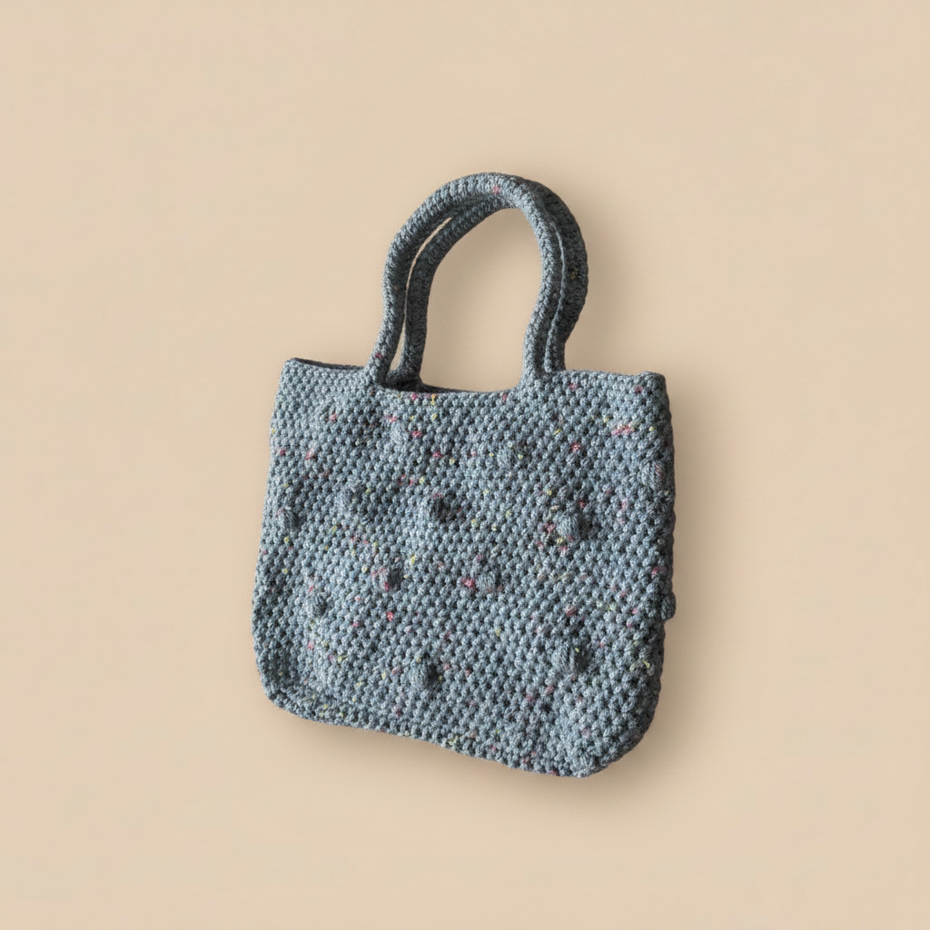 Grey Crochet Bag Turned Left
