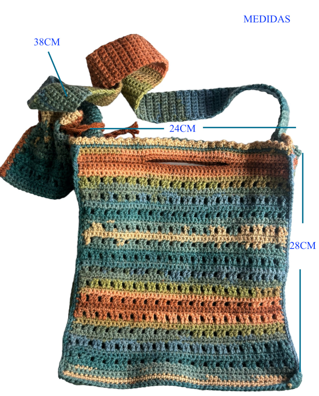 BOLSO TEJIDO A CROCHET COLORES TIERRA