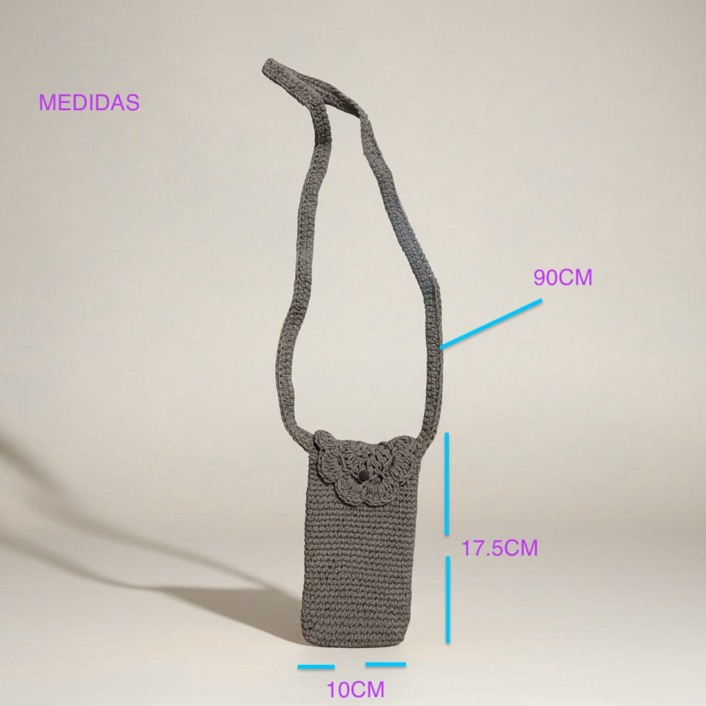 Bolso Móvil tejido a crochet tono color chocolate de hilo
