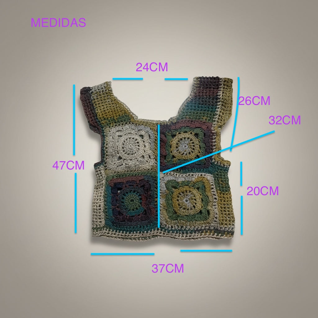 Blusa tejida a crochet diseño mandala de hilo