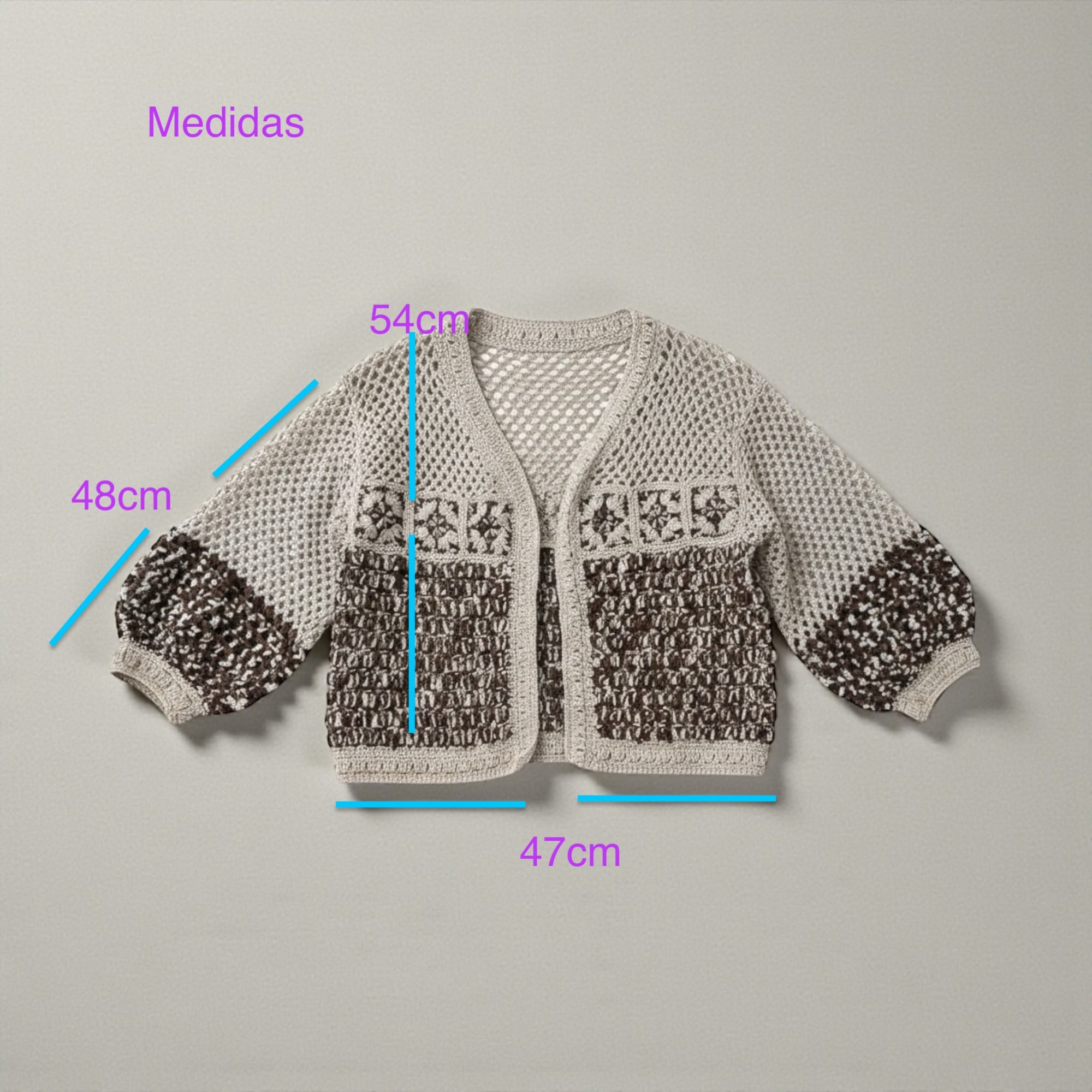 Chaqueta Crochet Beige Marrón Otoño