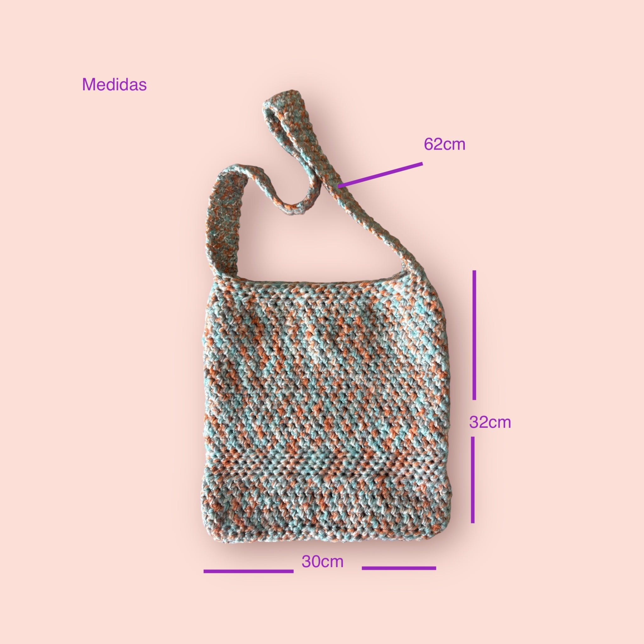 BOLSO TEJDO A CROCHET ESTILO BANDOLERA CON MONEDERO