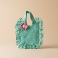 Mint Crochet Tote – Beige Background