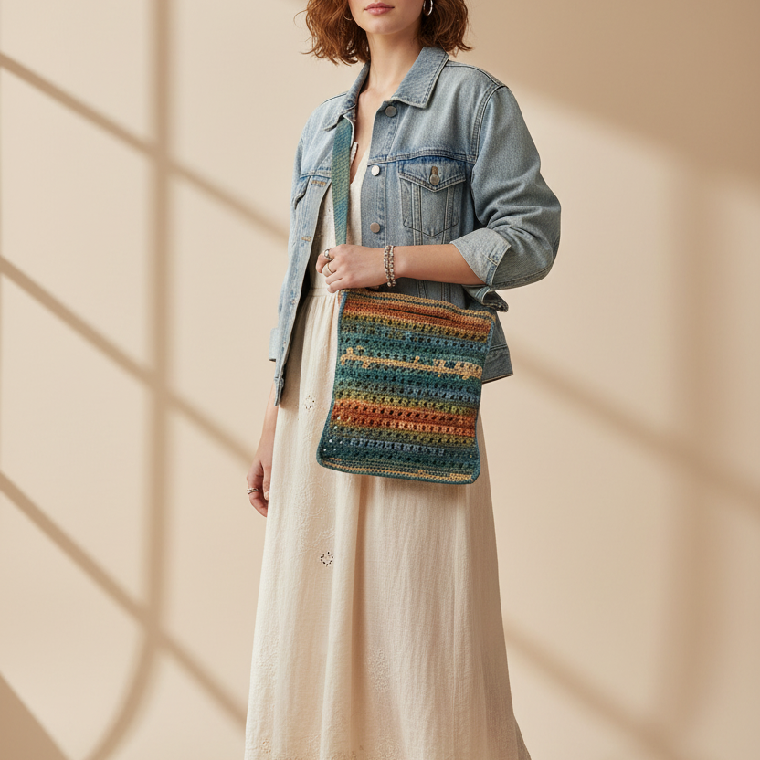 Model Lifestyle Shot - Earthy Crochet Bag