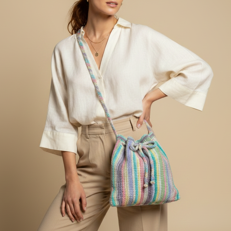 Modelo 2 con bolso crochet multicolor