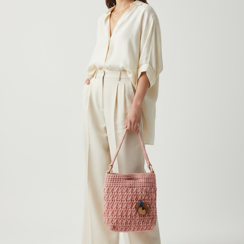Modelo 2 con bolso crochet rosa