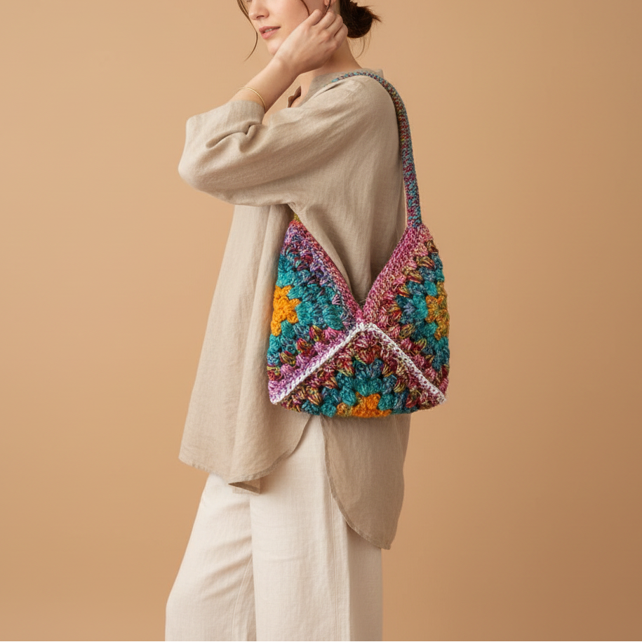 Modelo con bolso crochet original