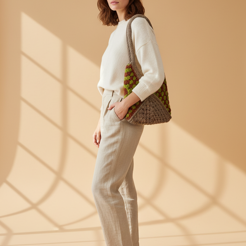 Modelo con bolso crochet