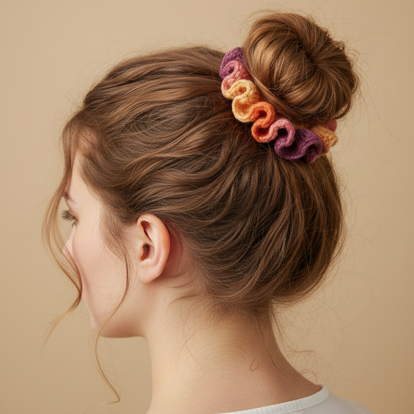Modelo con scrunchie crochet
