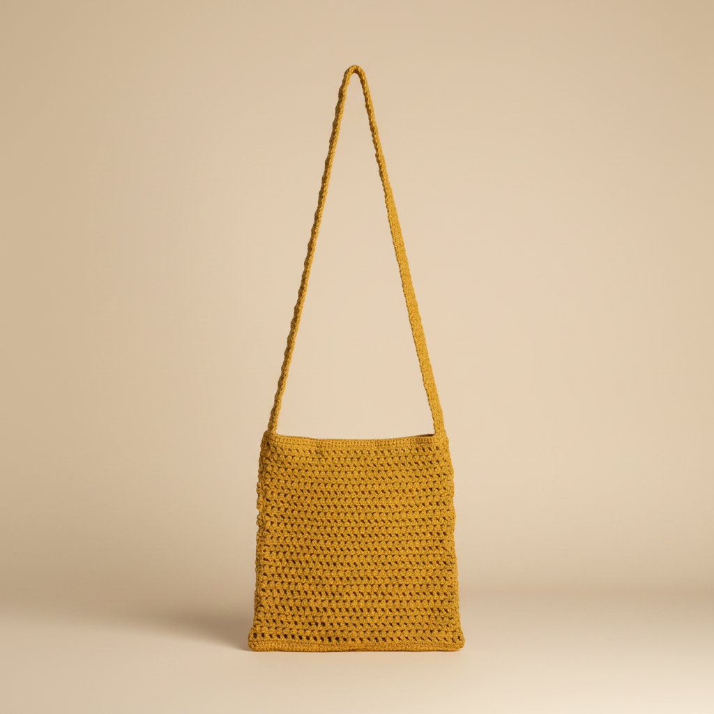 Mustard Crochet Bag — Professional Photoshoot