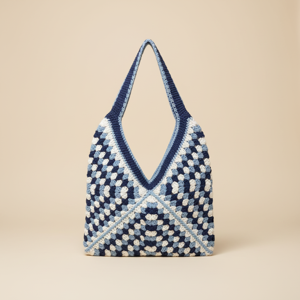 Navy Blue Crochet Tote – Product Shot