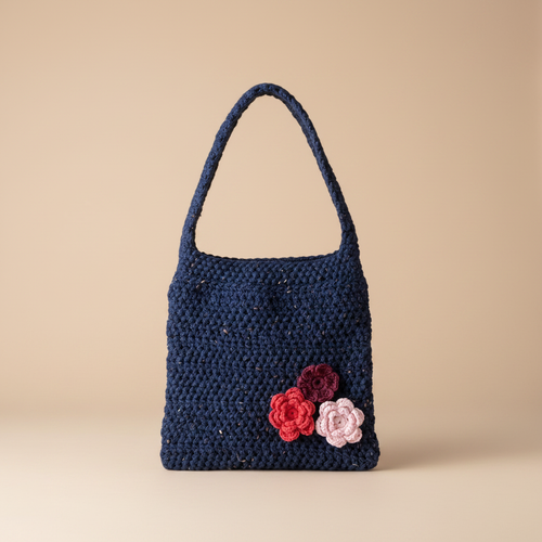 Navy Crochet Bag Professional Shot