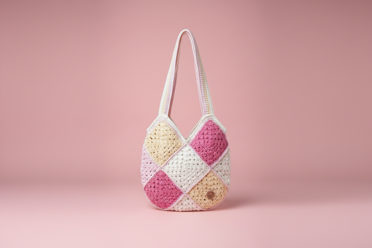 Pink Crochet Bag - Landscape