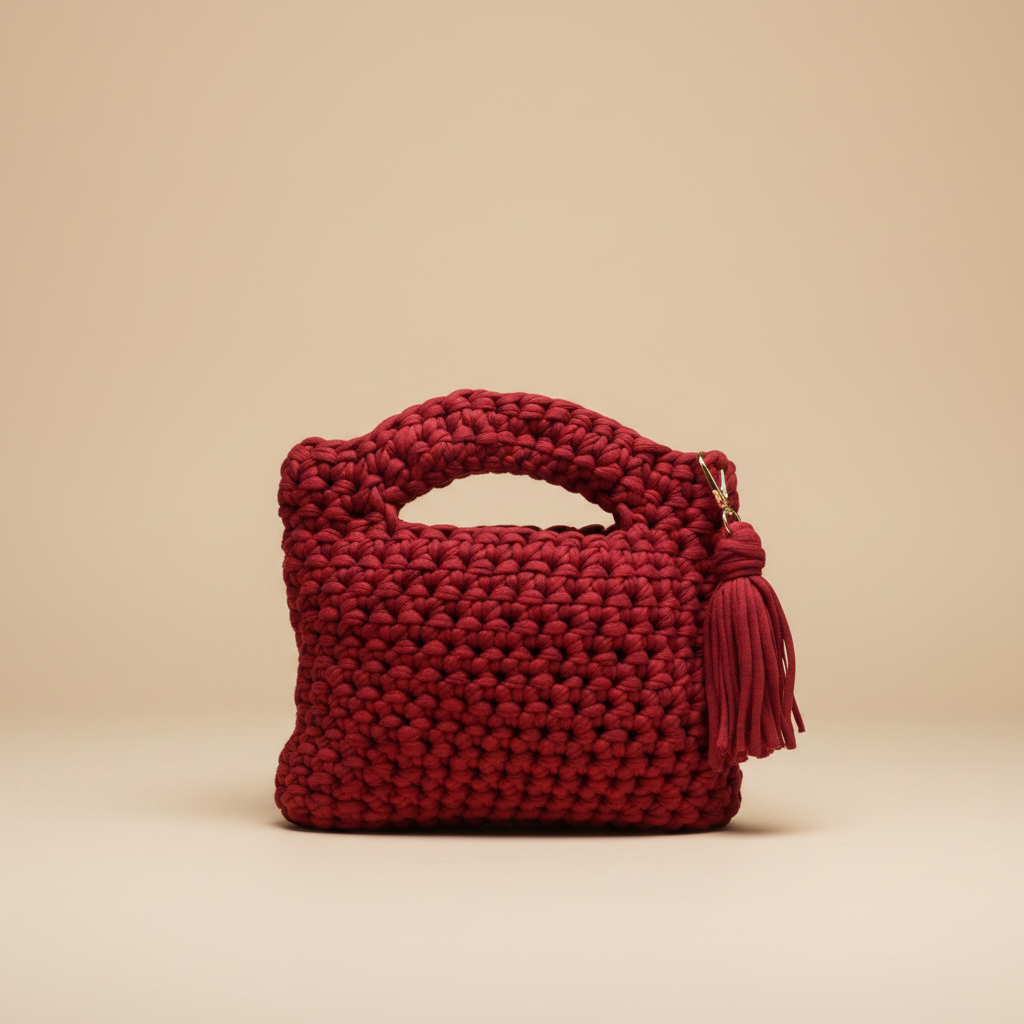 Red Crochet Bag - Studio Shot