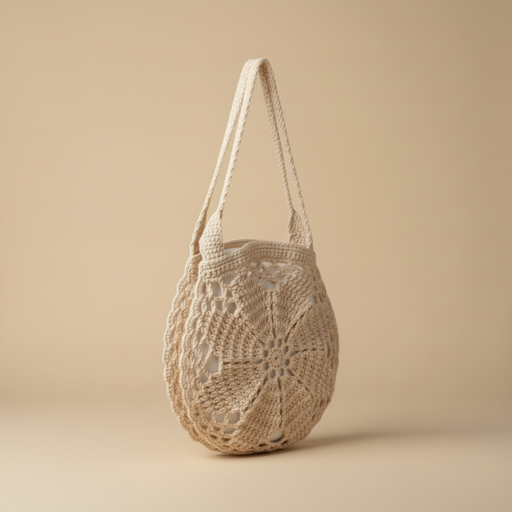 Round Crochet Bag – 3/4 Studio Shot v3