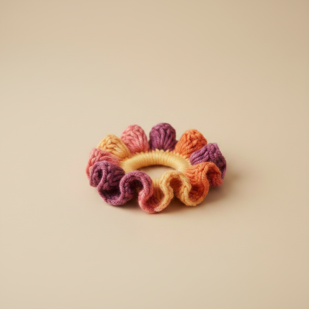 Scrunchie crochet vista lateral