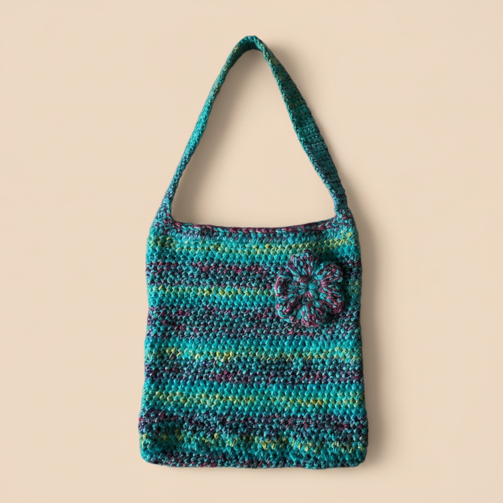Teal Crochet Bag — Studio Beige