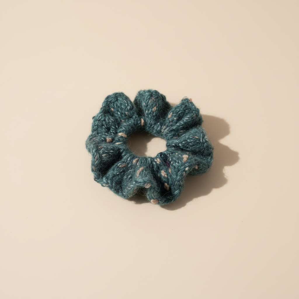 Teal Crochet Scrunchie — Professional Studio Shot