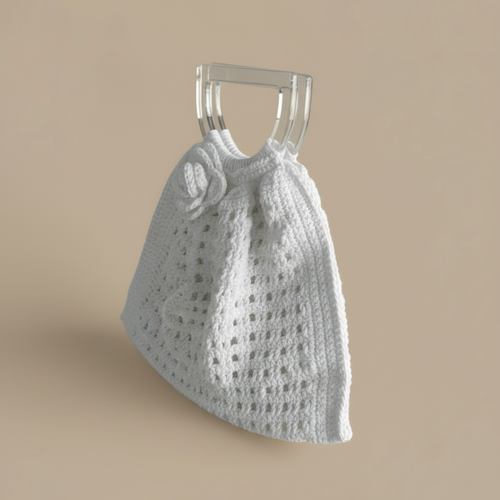 White Crochet Bag – 3/4 Turn